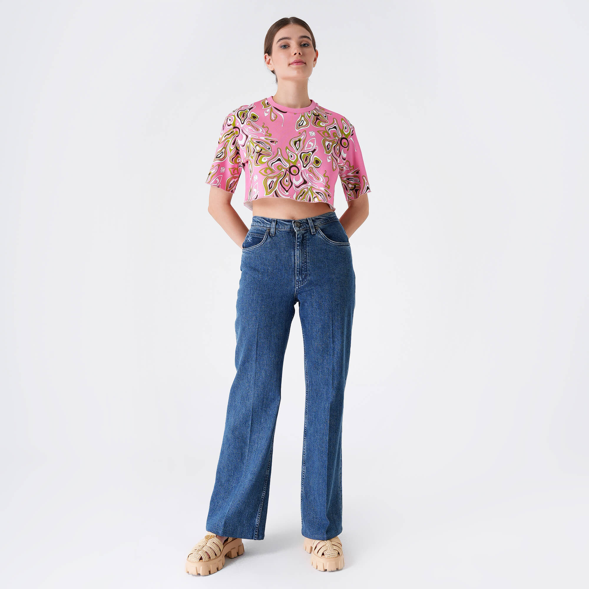 Emilio Pucci -Pink Paisley Crop T-shirt